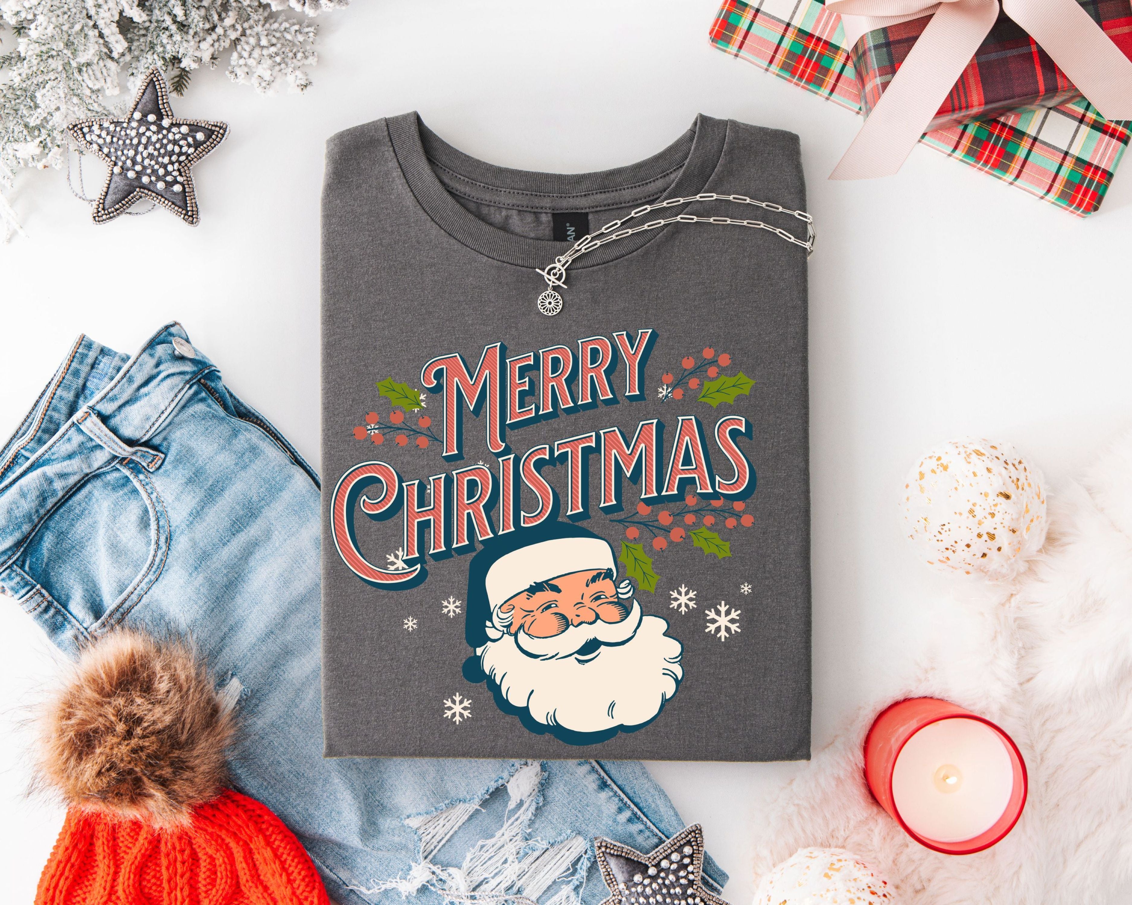 Retro Santa Tee, Santa Tee, Vintage Graphic Tee, Merry Christmas Shirt, Vintage Santa Graphic Tee, Classic Christmas, Gildan 64000, Gift, Christmas Gift