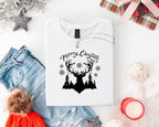 Christmas Elk Unisex T-Shirt with Antler Lights