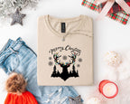 Christmas Elk Unisex T-Shirt with Antler Lights