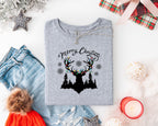 Christmas Elk Unisex T-Shirt with Antler Lights