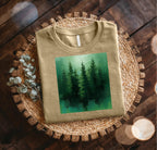 Forest Silhouette T‑Shirt — Green Pine Tree Nature Tee Bella Canvas 3001