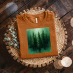 Forest Silhouette T‑Shirt — Green Pine Tree Nature Tee Bella Canvas 3001
