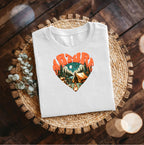 Adventure Heart Camping Tee — Retro Nature Campfire Graphic Shirt Bella + Canvas 3001