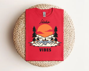 Idaho Vibes T-Shirt — Sunset Mountain Lake Graphic Tee Gildan 64000