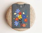 Floral Bouquet Tee — Colorful Wildflower Graphic T-Shirt Gildan 64000