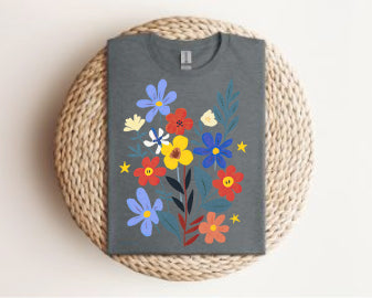 Floral Bouquet Tee — Colorful Wildflower Graphic T-Shirt Gildan 64000
