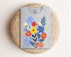 Floral Bouquet Tee — Colorful Wildflower Graphic T-Shirt Gildan 64000