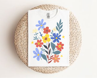 Floral Bouquet Tee — Colorful Wildflower Graphic T-Shirt Gildan 64000