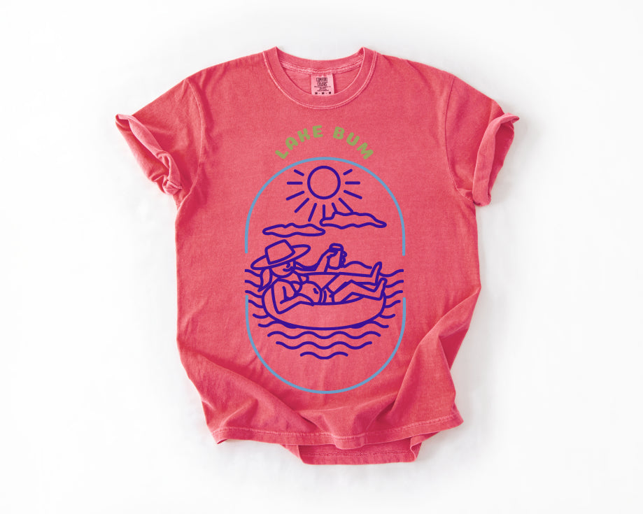 Lake Bum T-Shirt — Retro Canoe & Sun Graphic Tee Comfort Colors 1717