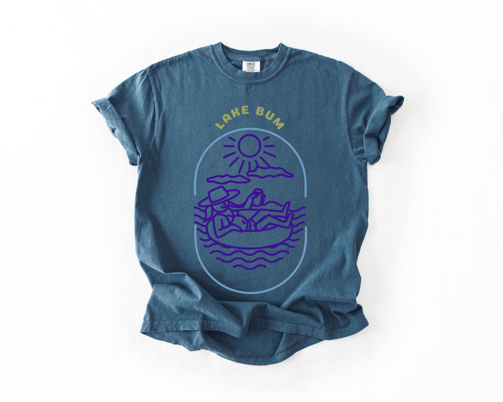 Lake Bum T-Shirt — Retro Canoe & Sun Graphic Tee Comfort Colors 1717