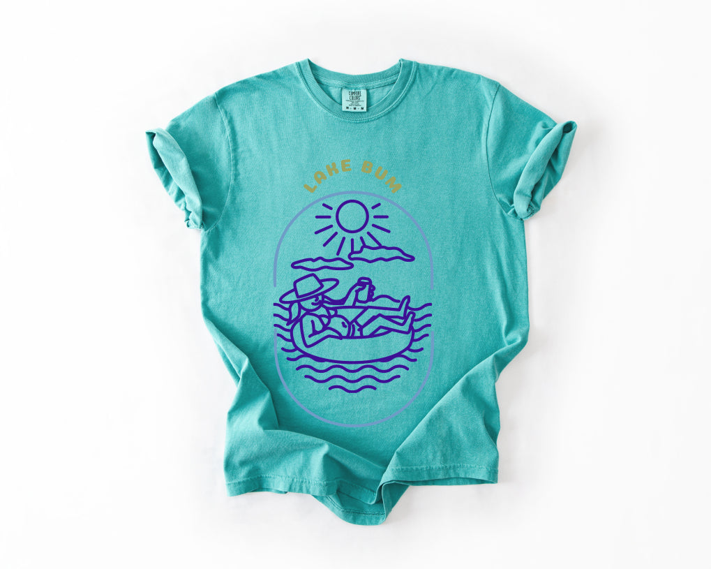 Lake Bum T-Shirt — Retro Canoe & Sun Graphic Tee Comfort Colors 1717