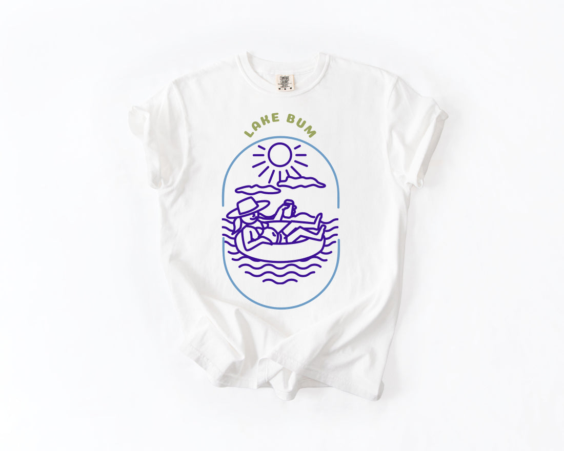 Lake Bum T-Shirt — Retro Canoe & Sun Graphic Tee Comfort Colors 1717