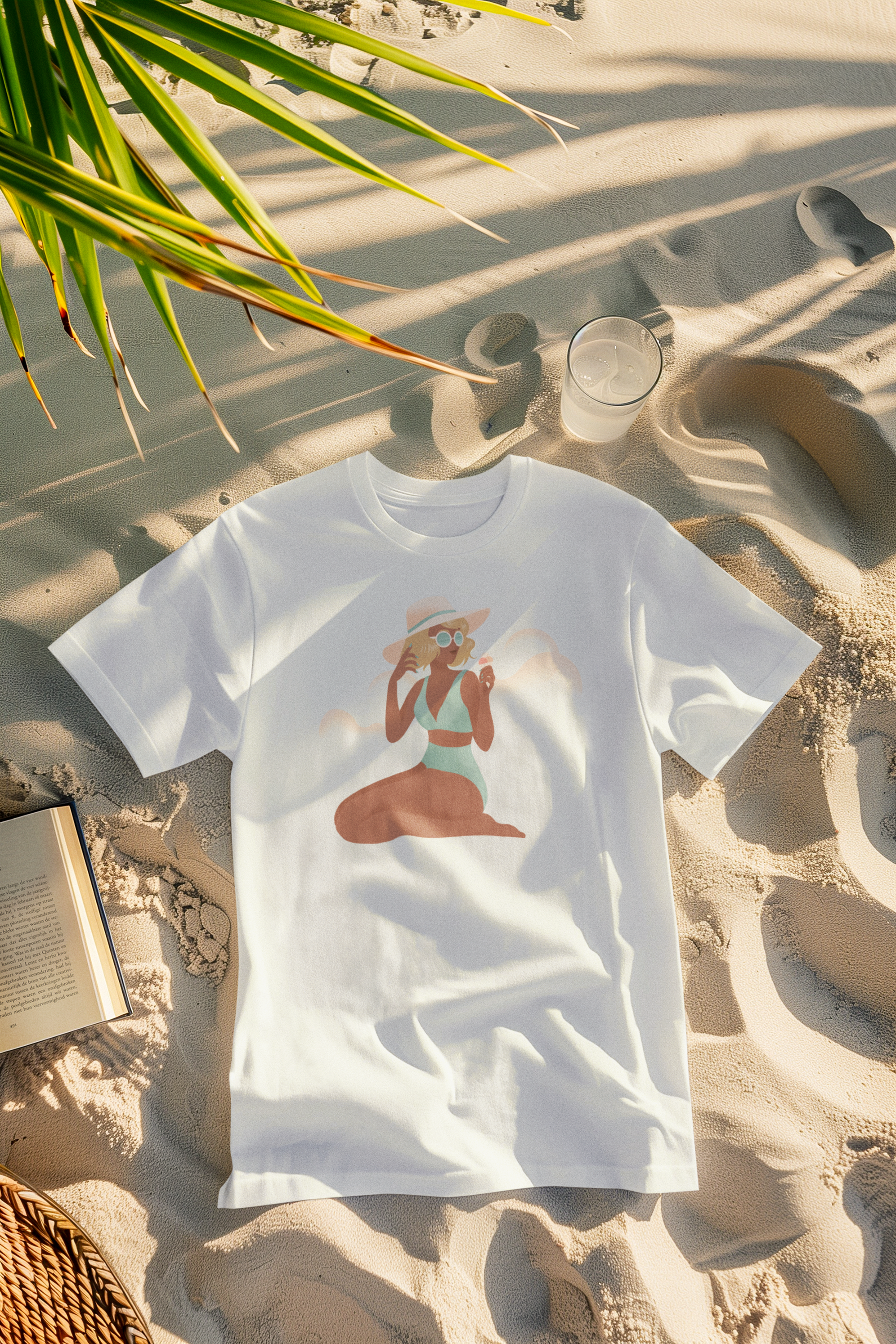 Beach Babe T‑Shirt — Sunhat & Sunglasses Girl Graphic Tee Comfort Colors 1717
