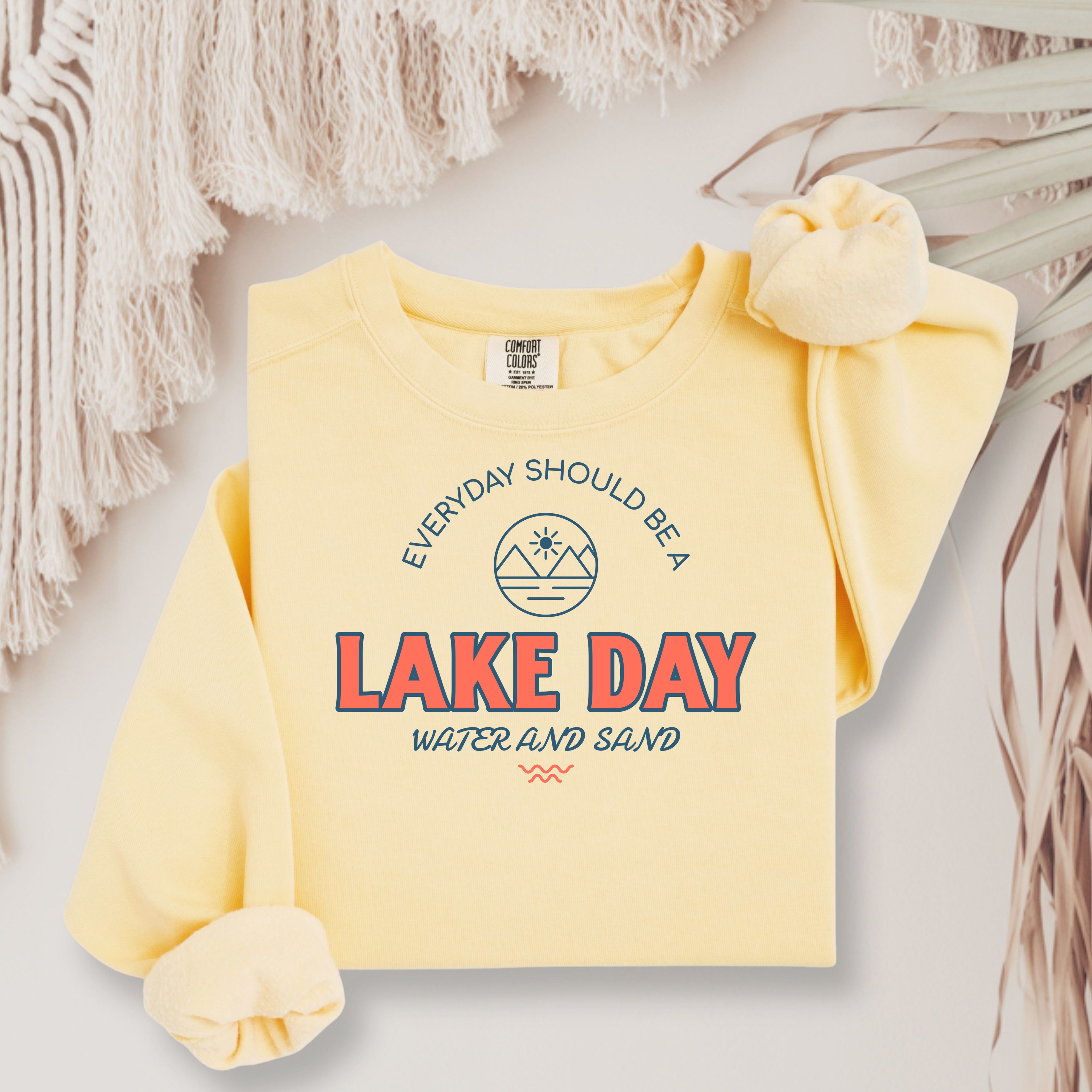 Lake Day Sweatshirt — Everyday Should Be a Lake Day Graphic Crewneck Comfort Colors 1566