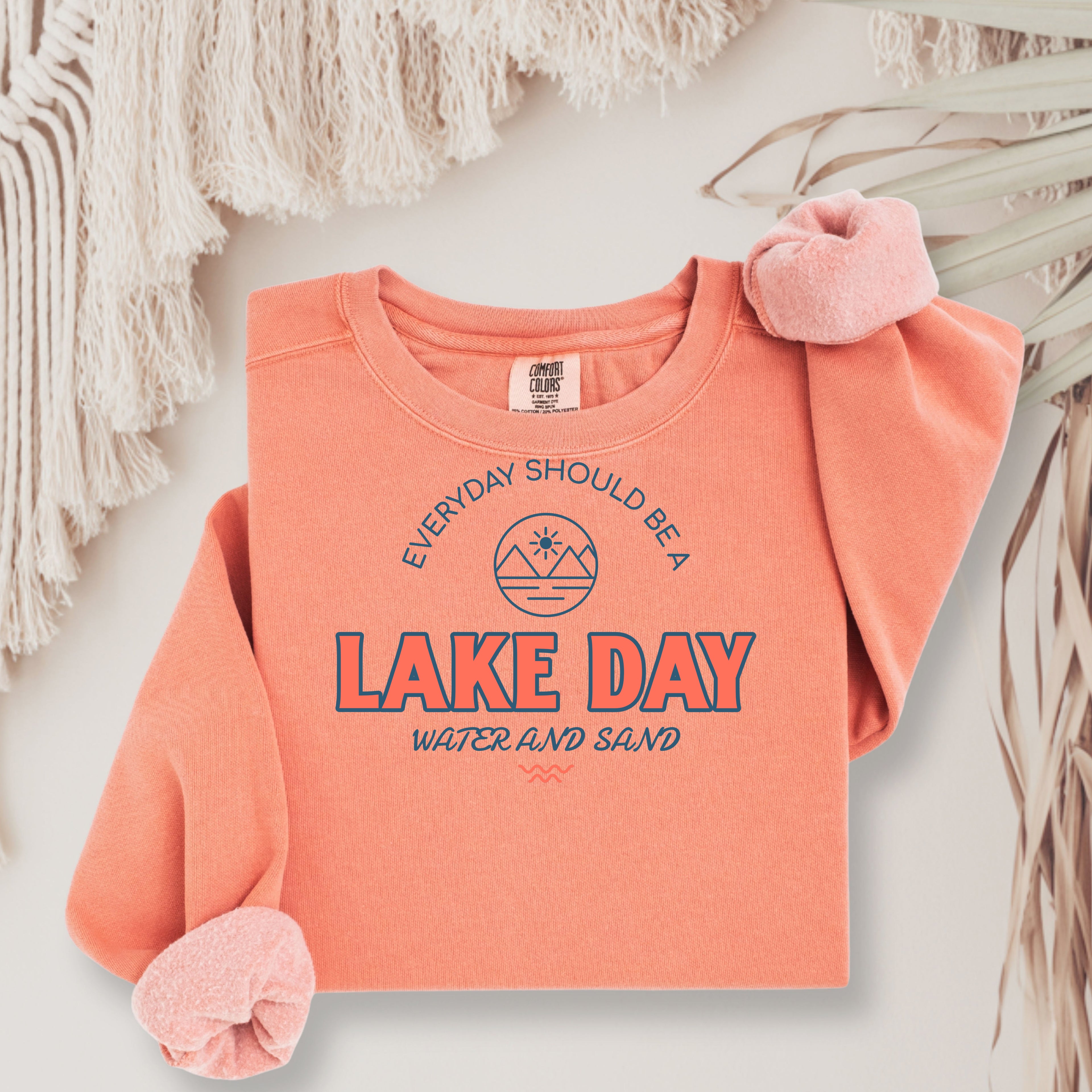 Lake Day Sweatshirt — Everyday Should Be a Lake Day Graphic Crewneck Comfort Colors 1566