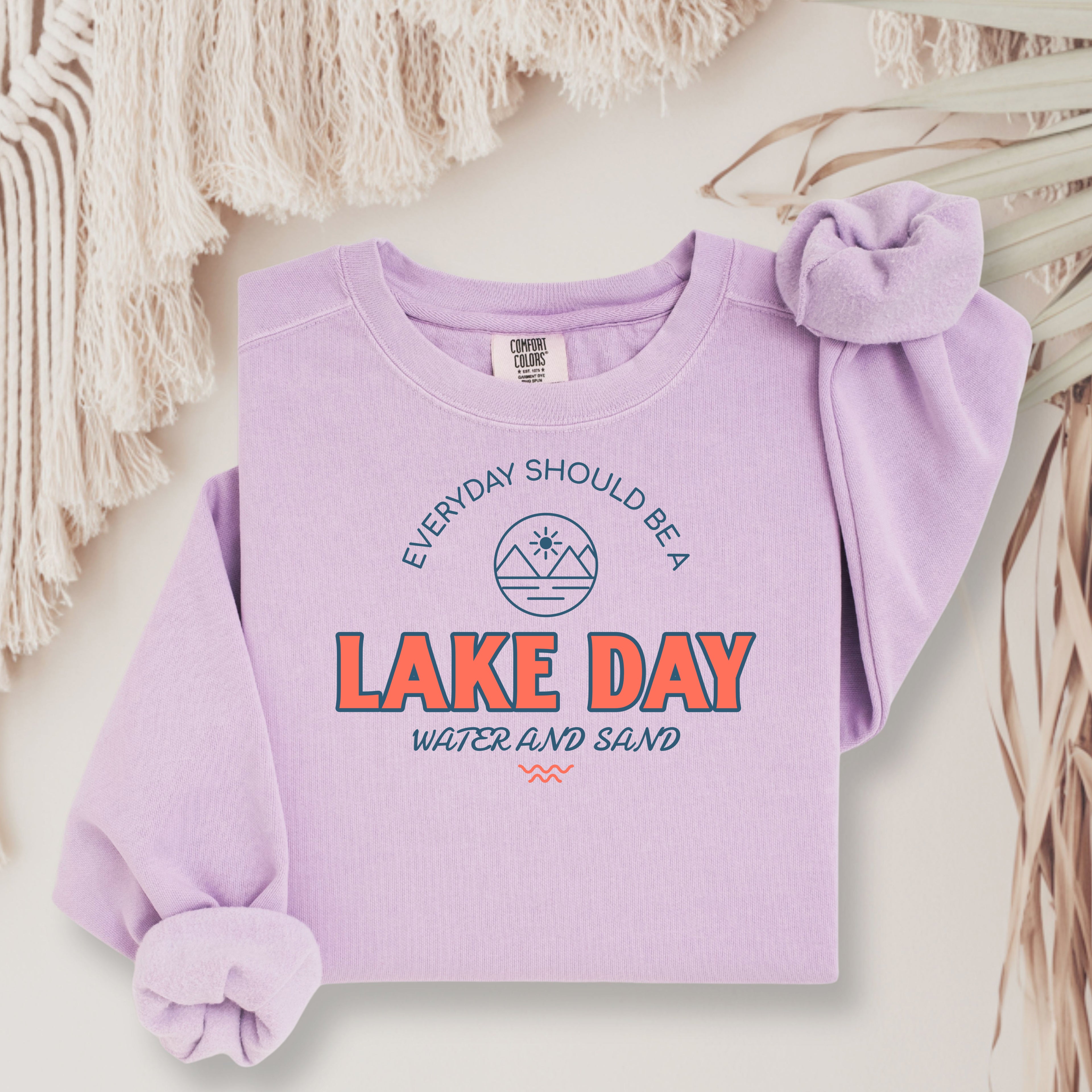 Lake Day Sweatshirt — Everyday Should Be a Lake Day Graphic Crewneck Comfort Colors 1566