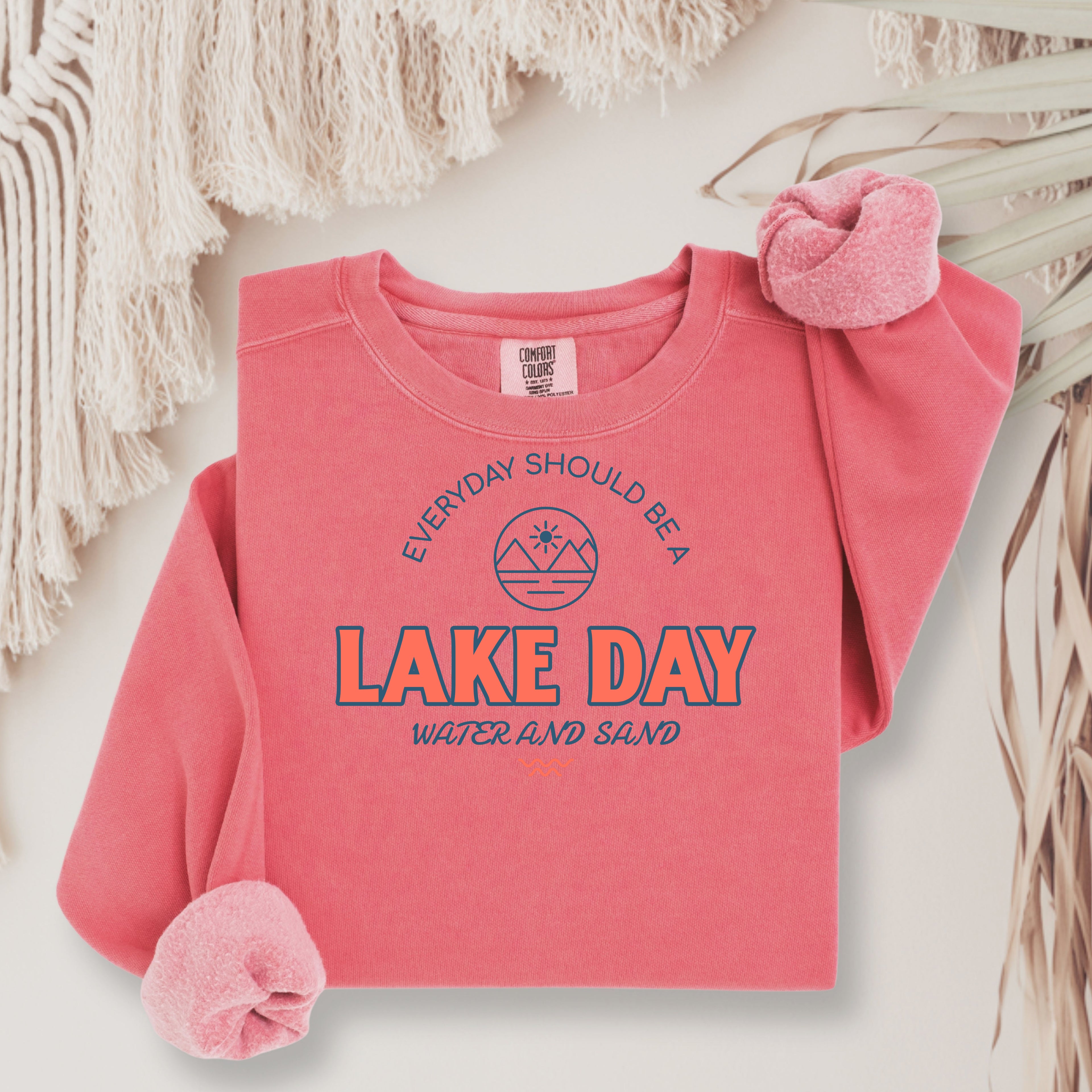 Lake Day Sweatshirt — Everyday Should Be a Lake Day Graphic Crewneck Comfort Colors 1566