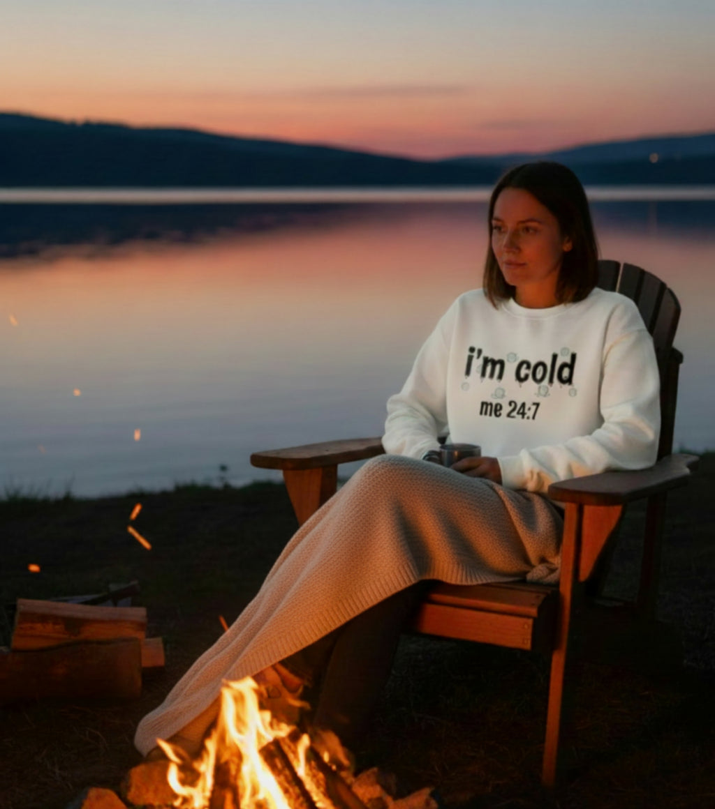 Crewneck Sweatshirt - "I'm Cold Me 24:7" Funny Winter Sweatshirt Gildan 18000